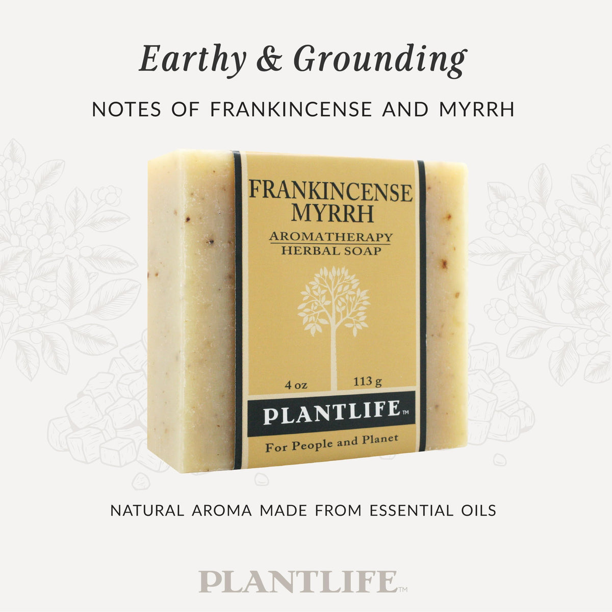 Plantlife — Paquete de 2 jabones en barra de incienso y mirra — Jabón hidratante y calmante para tu piel — Elaborado artesanalmente con ingredientes de origen vegetal — Hecho en California — Barra de 4 oz