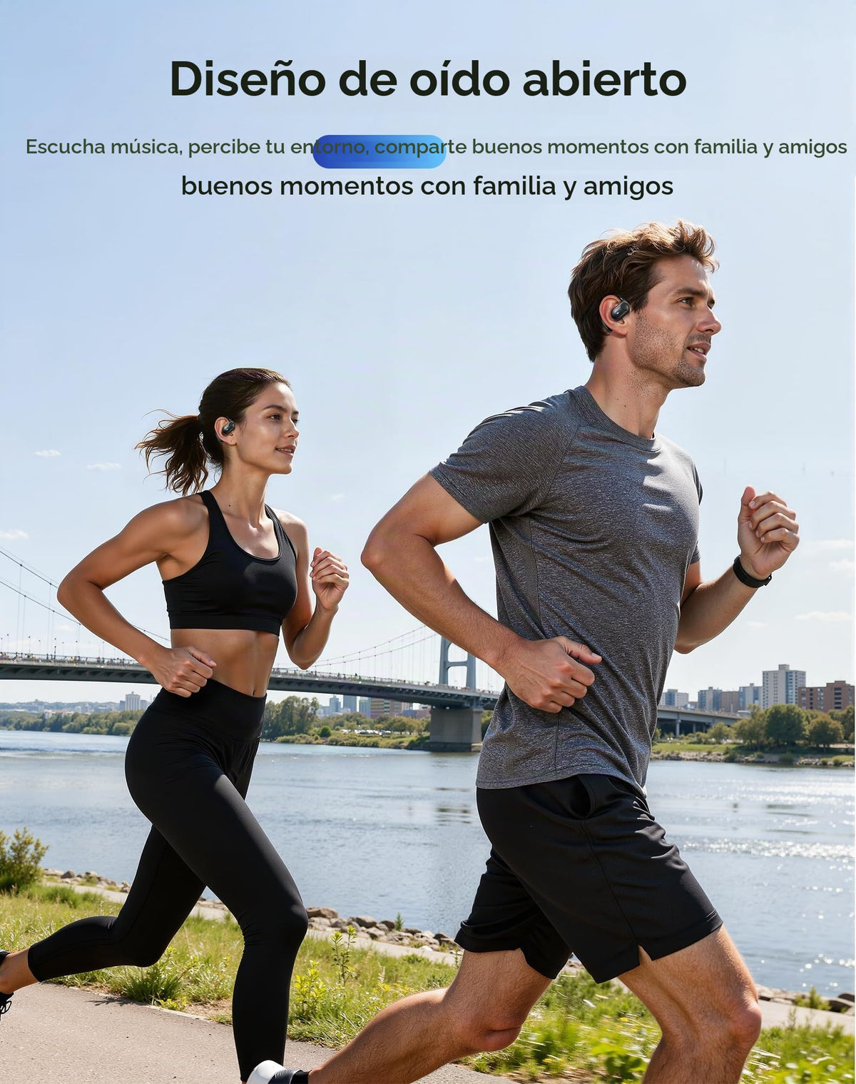 Auriculares Deportivos Eigsupia Abiertos Bluetooth 5.3 con Visualización Digital para Ciclismo