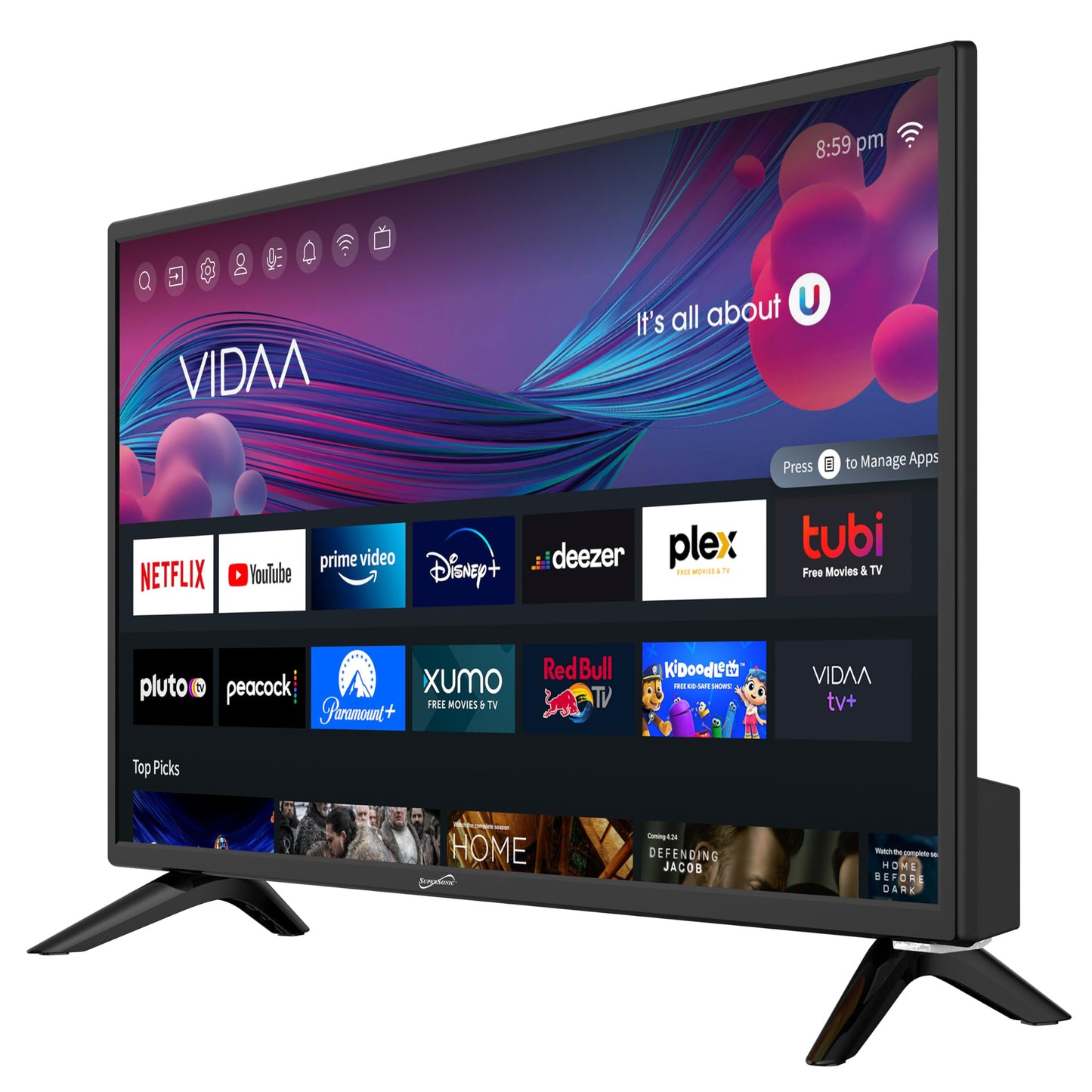 Televisor LED Smart VIDAA Supersonic 24 Pulgadas con Reproductor de DVD Incorporado