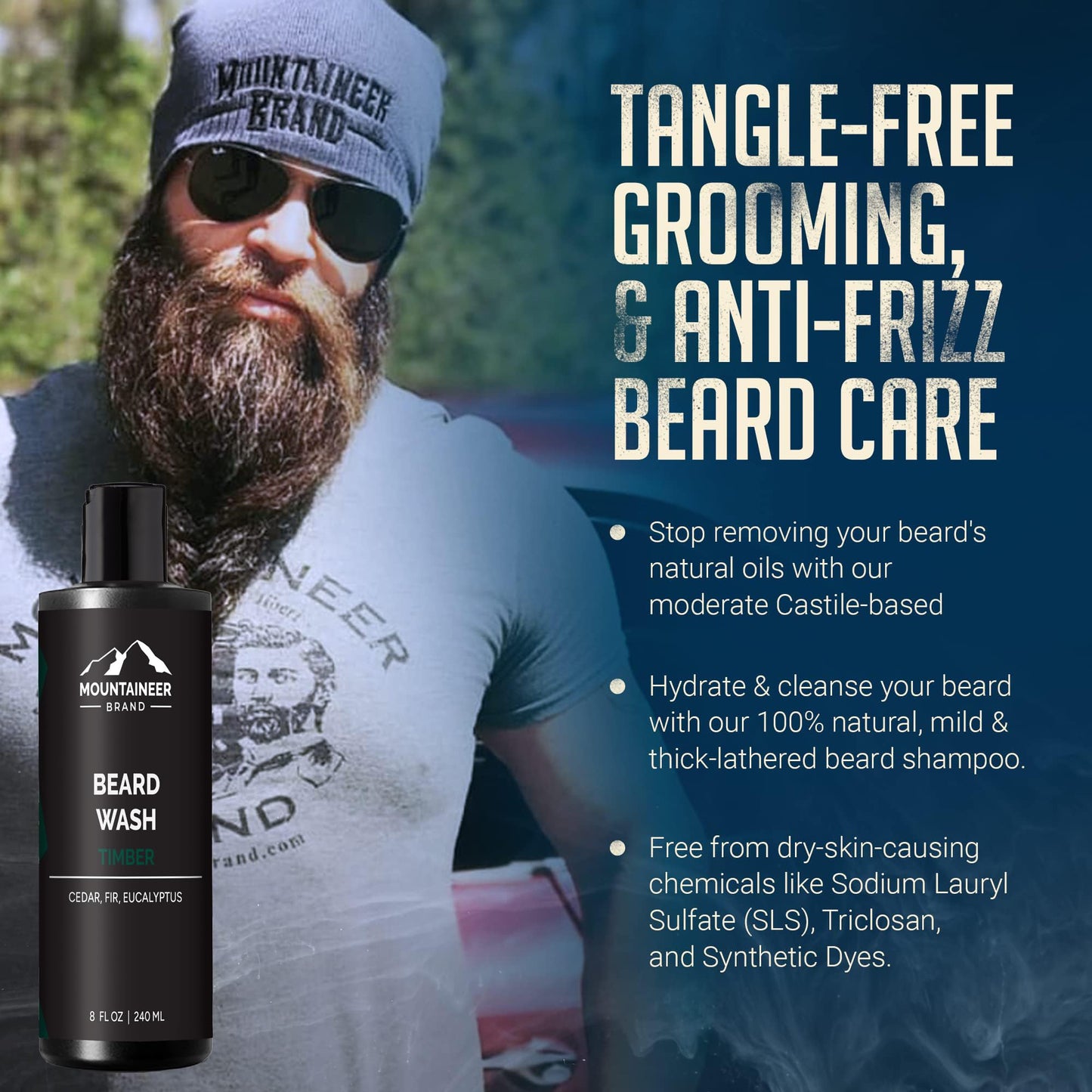 Mountaineer Brand All-Natural Beard Wash WV Timber, 8 Ounce