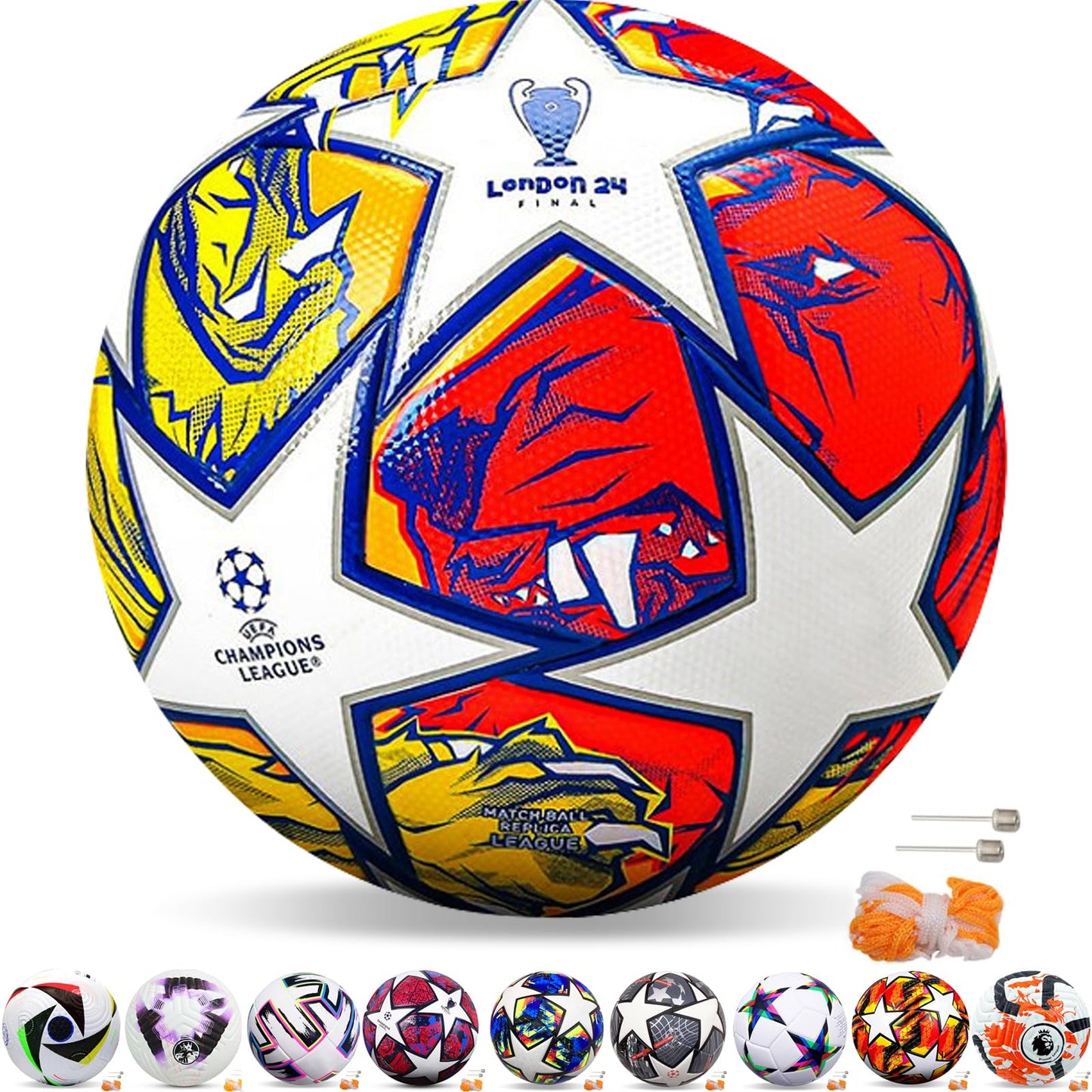 Balón de Fútbol QMCZLA Amarillo tamaño Normal de Entrenamiento Juvenil con Red de Pasador para Niños y Adultos