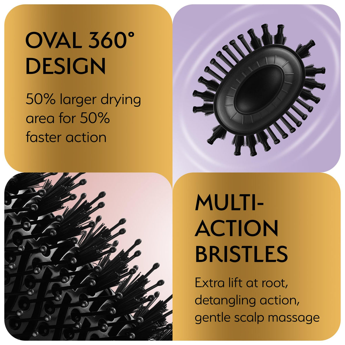 Cepillo Profesional OMOteam Oro Negro Secador y Volumizador para Mujeres