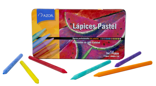 Azor Lápices Pastel 14 Piezas, Pigmentos de Alta Calidad Para Dibujo, Colores Surtidos Stafford 309.DAD700