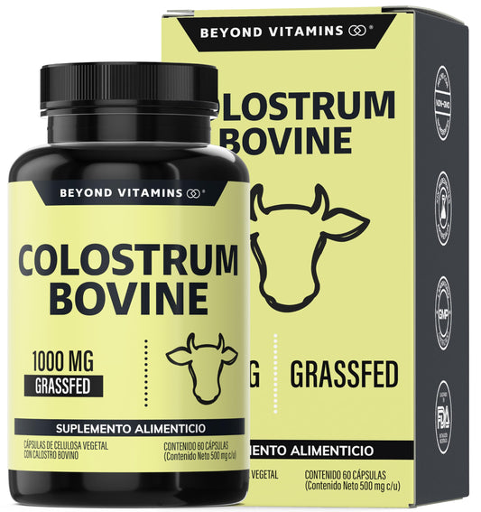 Beyond Vitamins | Calostro Bovino Grass Fed de Libre Pastoreo 1000 mg, Bovine Colostrum de Calidad Certificada (60 Cápsulas)