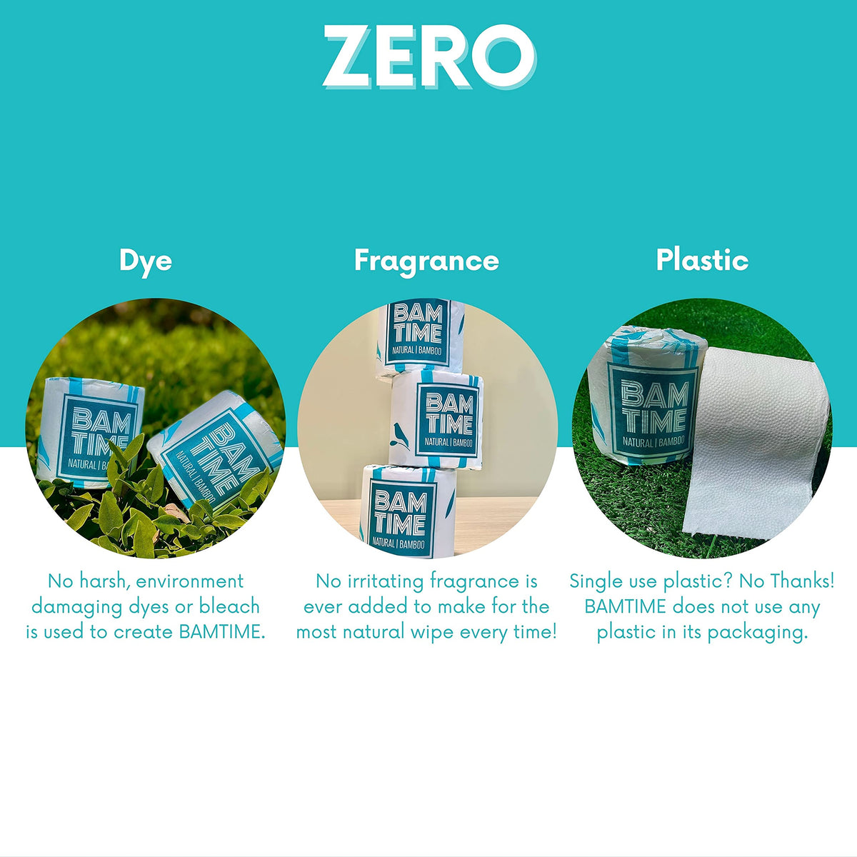 Papel Higiénico BAMTIME Bambú Acolchado 3 Capas, 24 Rollos para Camping y Caravanas