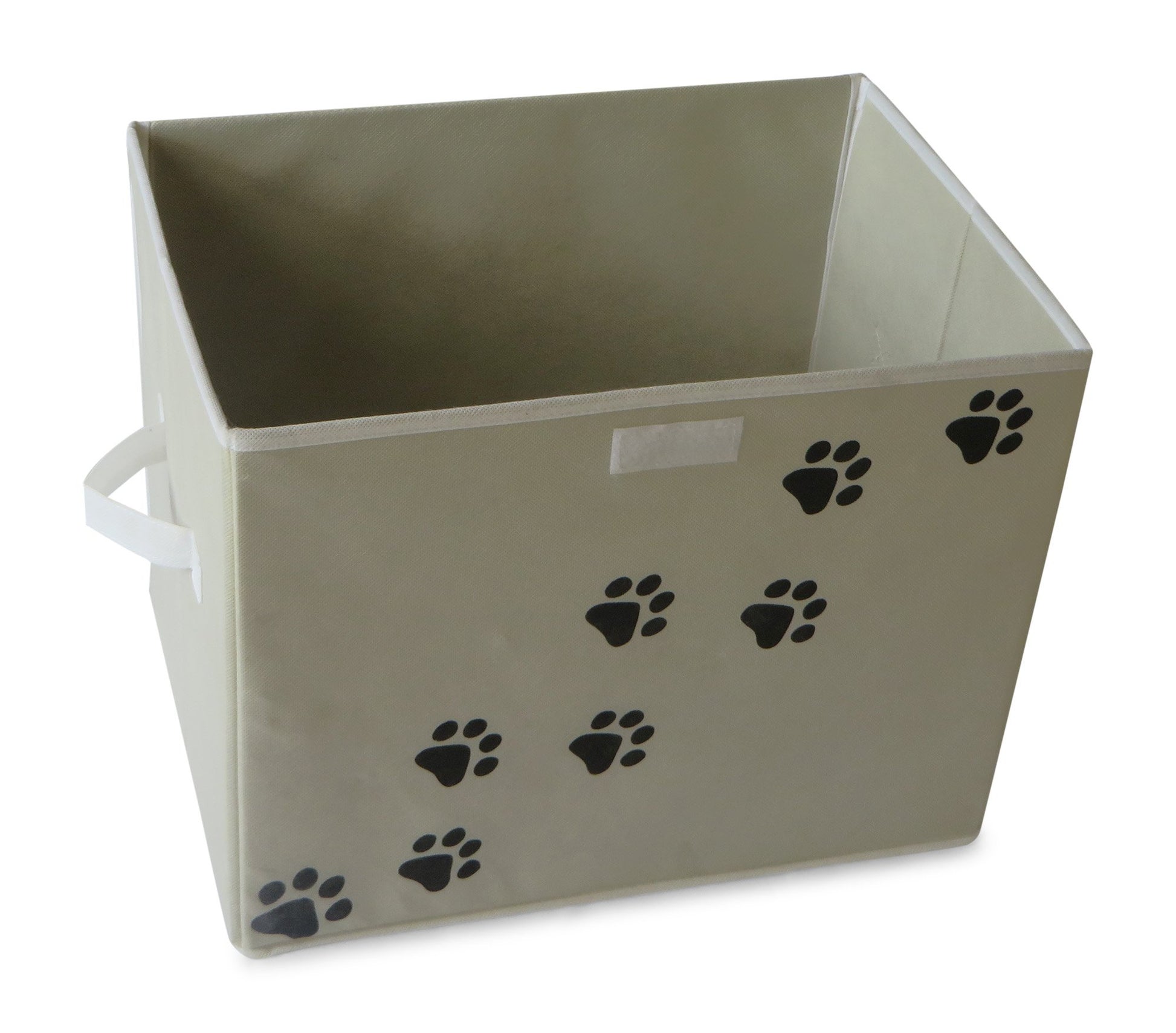 Feline Ruff Large Dog Toys Storage Box. 16" x 12" Inch Pet Toy Storage Basket with Lid. Perfect Collapsible Canvas Bin for Cat Toys and Accessories Too! (Tan)