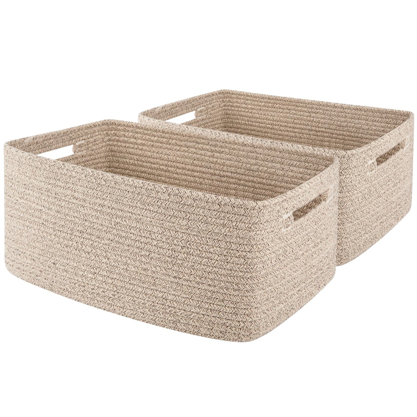 OIAHOMY - Cesta de almacenamiento para estantes, cubos de clóset, cestas de almacenamiento para ropa, manta, toallas, guardería, caja de cestas de juguetes, cestas de cuerda tejida, 17.72 x 12.99 x