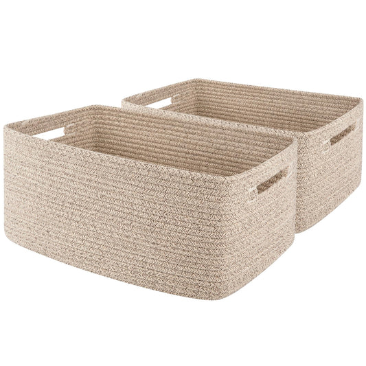 OIAHOMY - Cesta de almacenamiento para estantes, cubos de clóset, cestas de almacenamiento para ropa, manta, toallas, guardería, caja de cestas de juguetes, cestas de cuerda tejida, 17.72 x 12.99 x