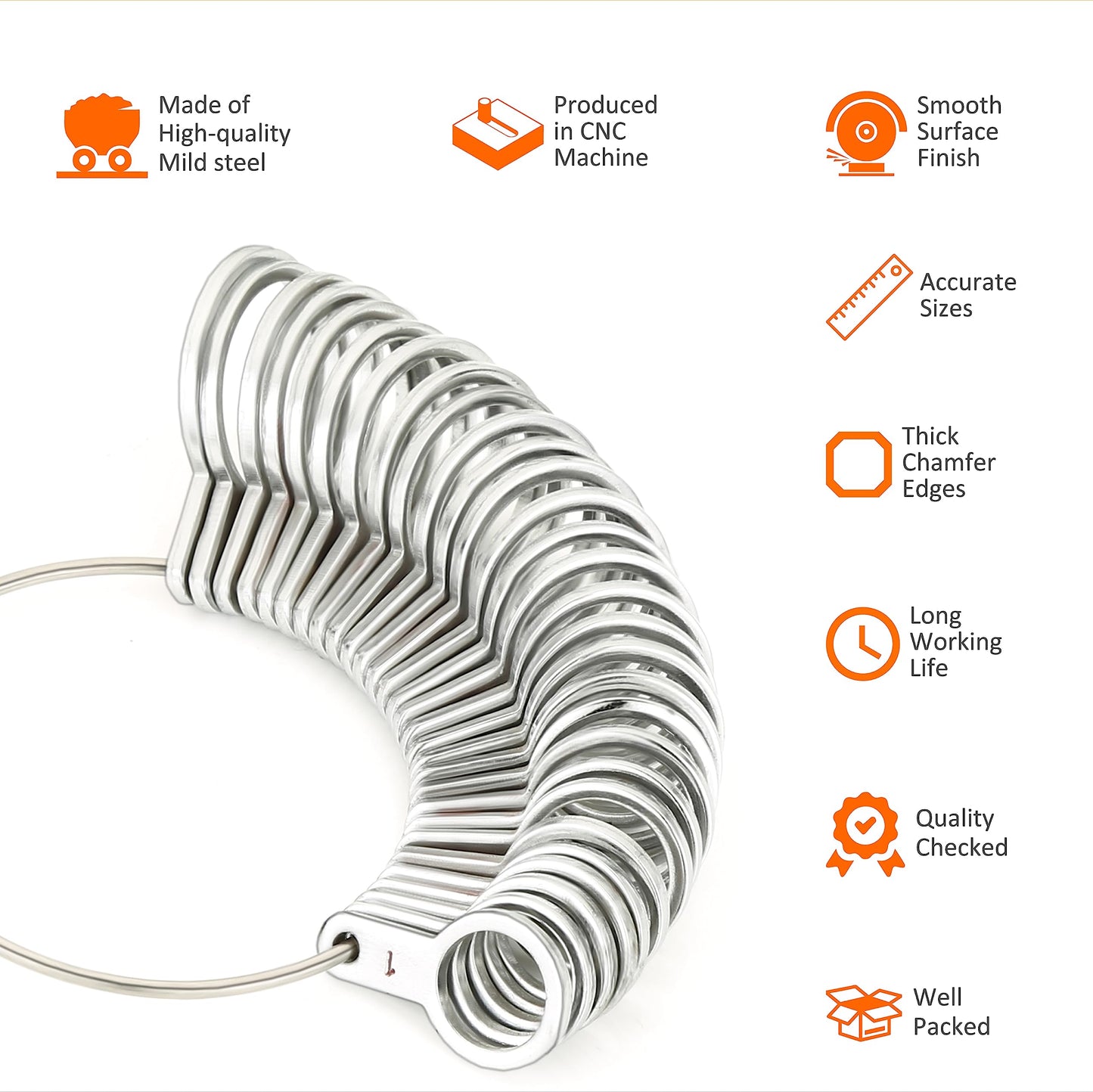 Medidor de Dedos Splenor Tools Acero Inoxidable y Acero Inoxidable SS RM