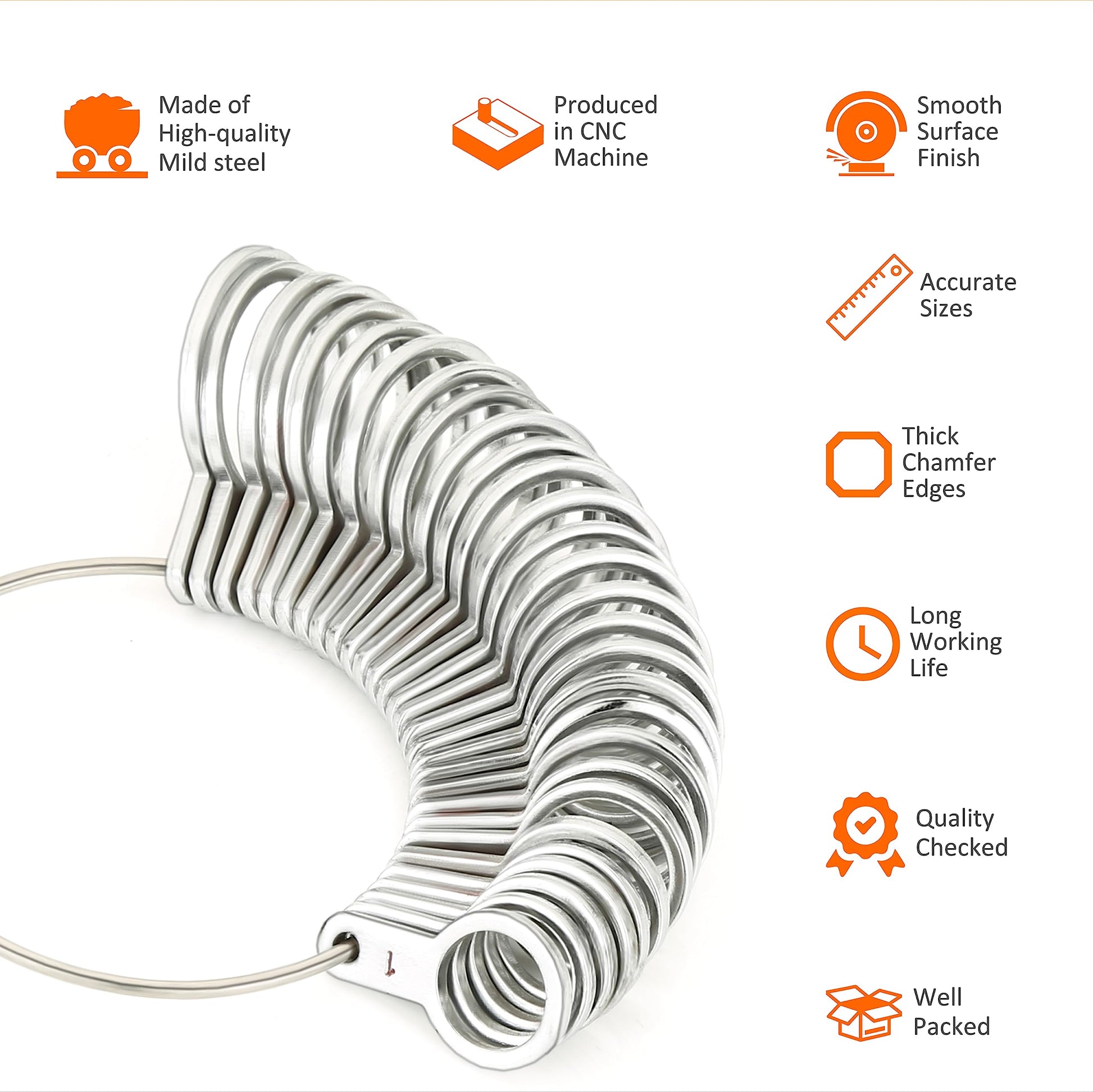 Medidor de Dedos Splenor Tools Acero Inoxidable y Acero Inoxidable SS RM