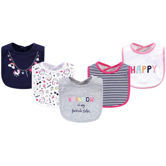 Little Treasure Baberos unisex de algodón para bebé, arcoíris feliz, talla única