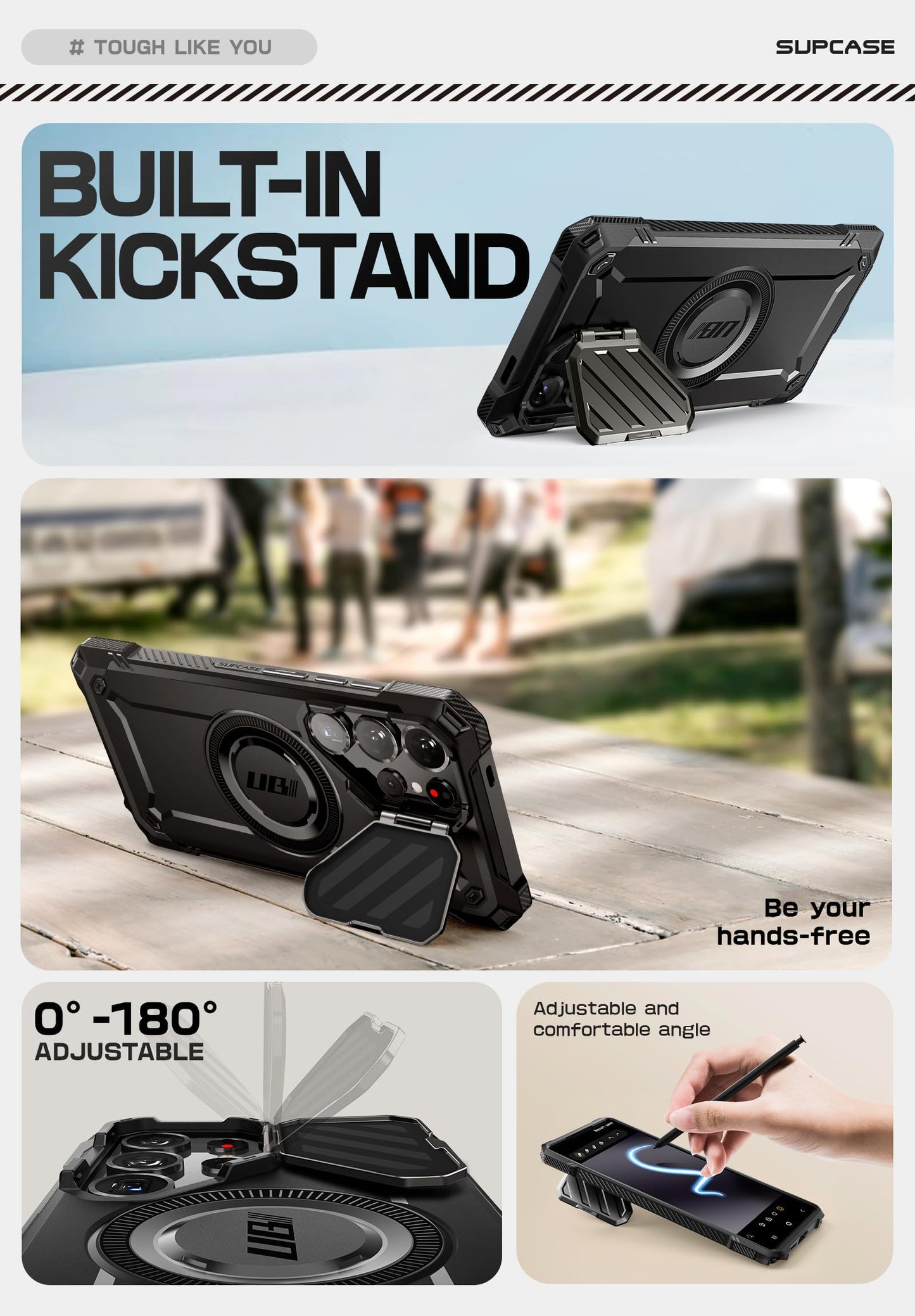 Funda Magnética SUPCASE Negra Resistente con Soporte para Samsung Galaxy S25 Ultra