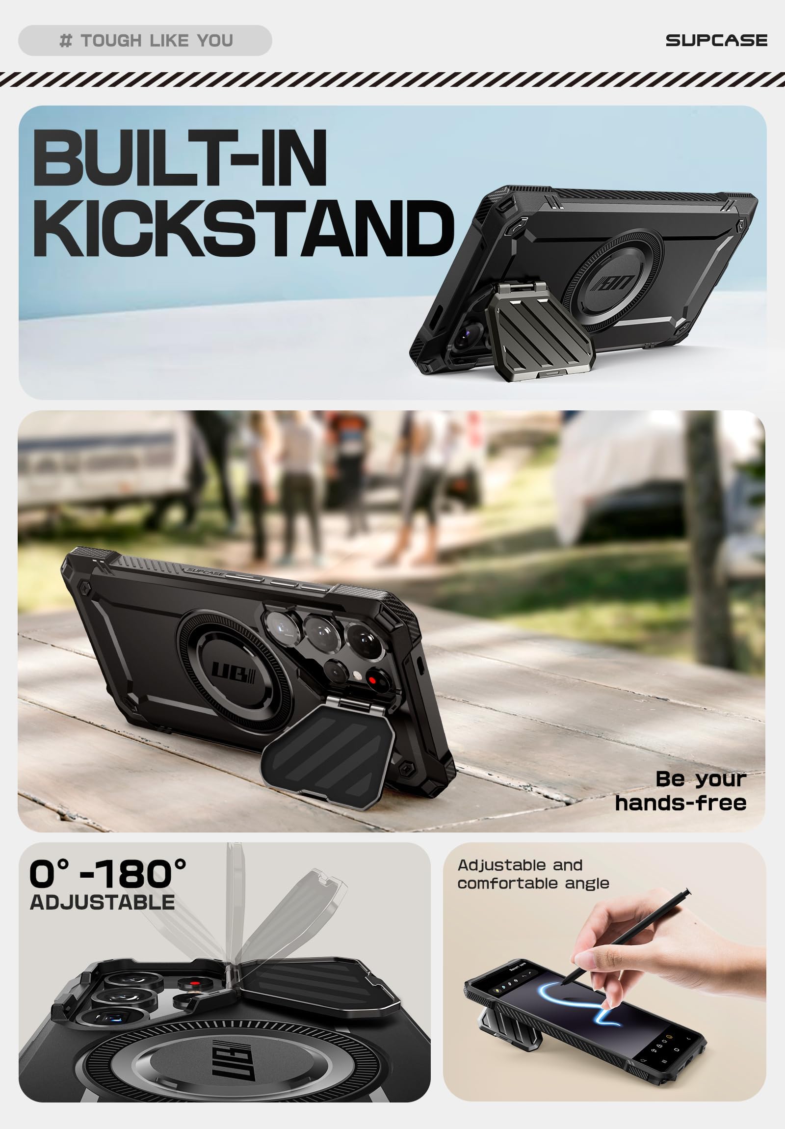 Funda Magnética SUPCASE Negra Resistente con Soporte para Samsung Galaxy S25 Ultra