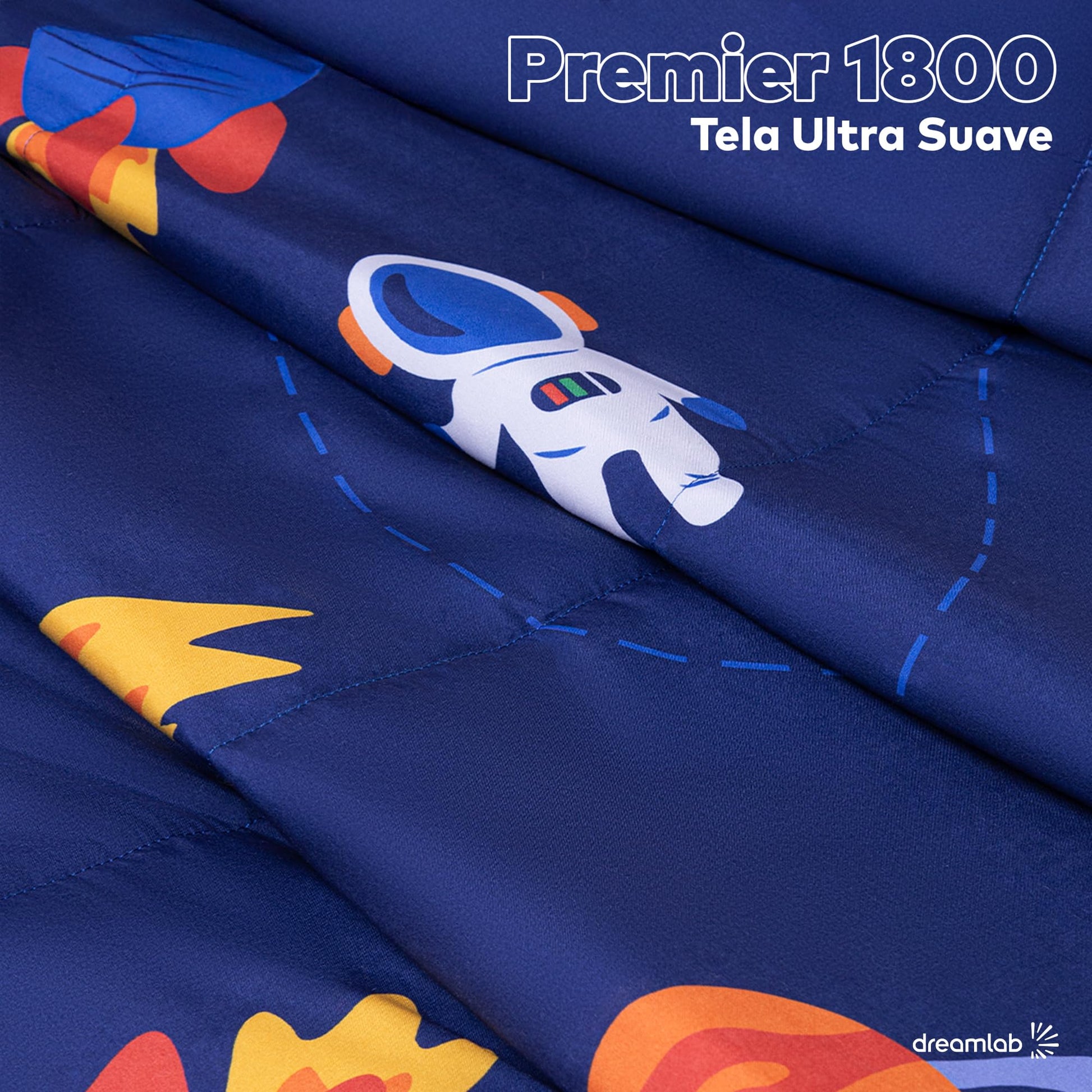 Dreamlab Edredón Ligero Infantil Reversible Hipoalergénico. Colcha Rellena de Microfibra Suave. Diseño para niño, niña o bebé. 1 Pieza. Espacio, Astronauta, Azul (Individual/Matrimonial 195 x 223cm)
