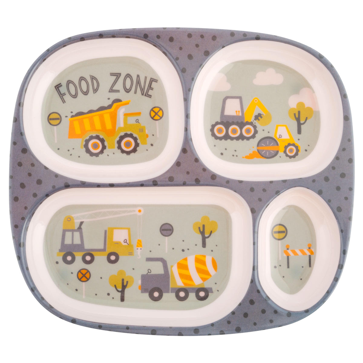 Stephen Joseph, Plato de cena de melamina para niños, platos divididos de plástico para comer, vajilla para niños y niñas, construcción