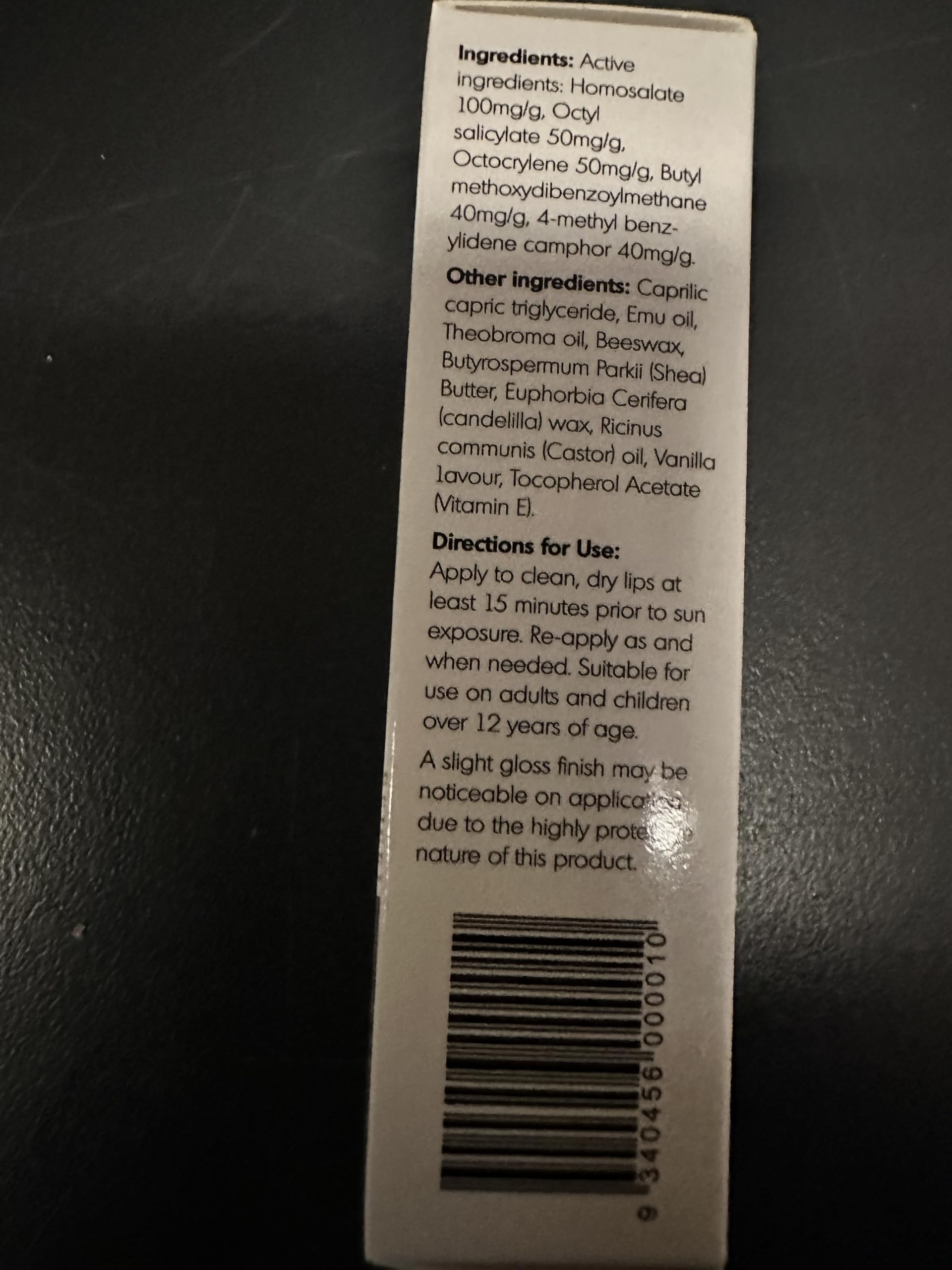 Bálsamo Labial Y-Not Natural Emu SPF50+ Resistente al Agua con Vitamina E y Omega 3, 6, 9