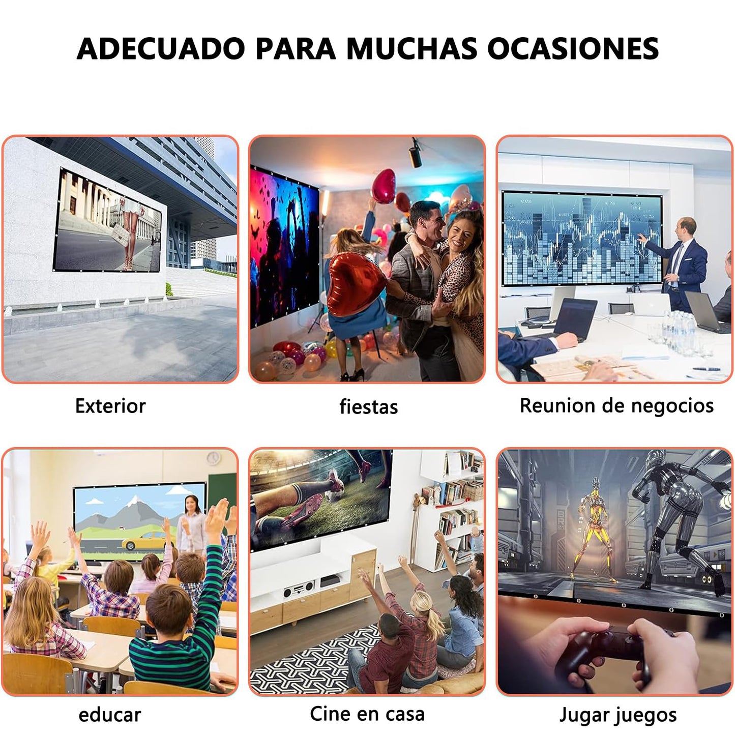 TPOUIDD Visualización de Proyector de 120 Pulgadas, 16:9 HD Pantalla de Proyector Portátil, Antiarrugas y Plegable，Adecuada para Exteriores, Interiores, Campamentos y Cine en Casa (120 Pulgadas)