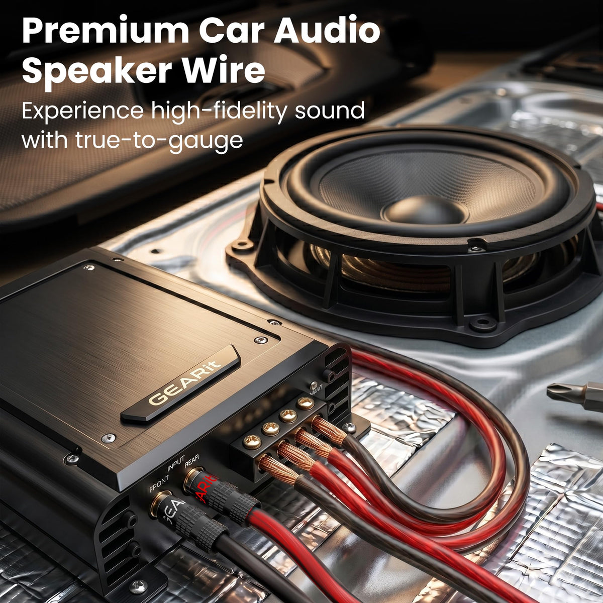 Cable de Altavoz GEARit 100 Pies Calibre 16 con Marcadores y Polaridad para Coche y Cine en Casa