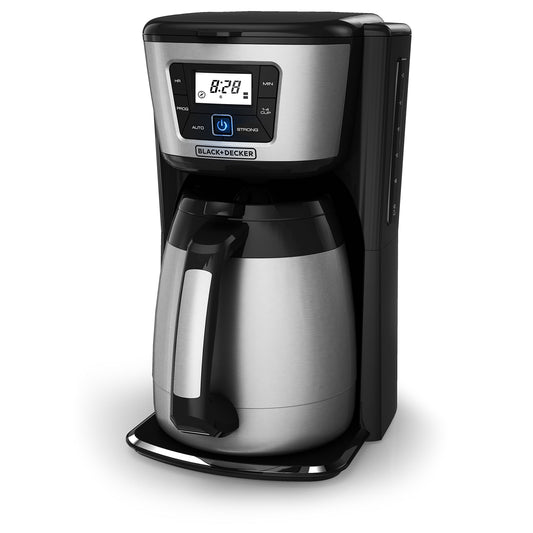 BLACK + DECKER - Cafetera térmica Black & Decker CM2035B para 12 tazas, color negro y plateado