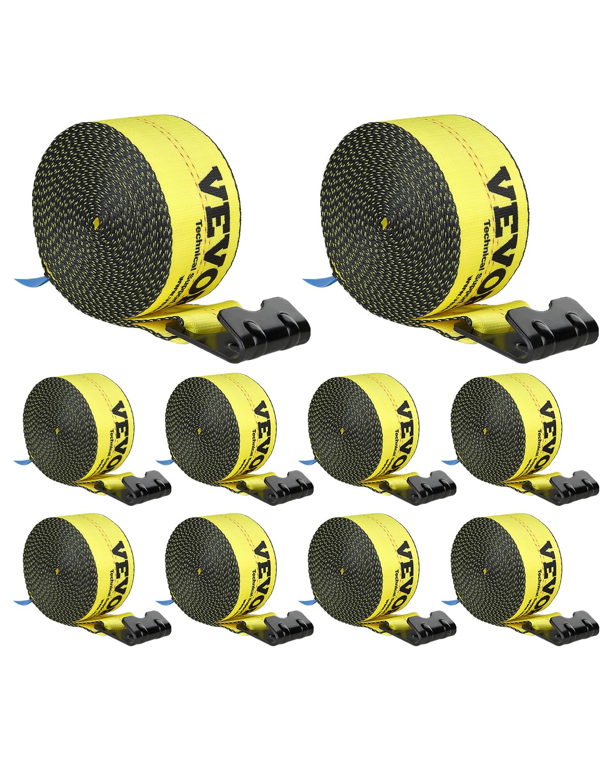 VEVOR - Correas para camión, 4 x 30 pies, Amarre Resistente con Ganchos Planos de 18 Libras, Resistencia a la Rotura, WLL# 6000 Libras, Correas de Carga amarradas para Camas Planas, Camiones,