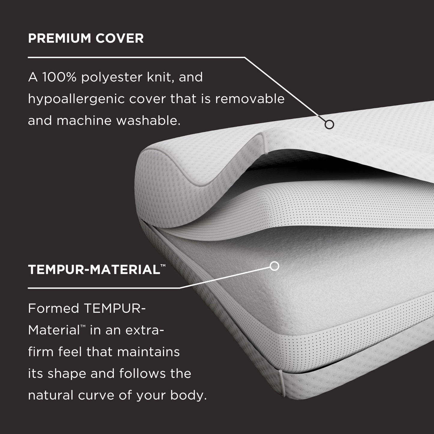 Almohada Tempur-Pedic TEMPUR-Ergo Neck Mediana Blanca Soporte Firme Cubierta Lavable