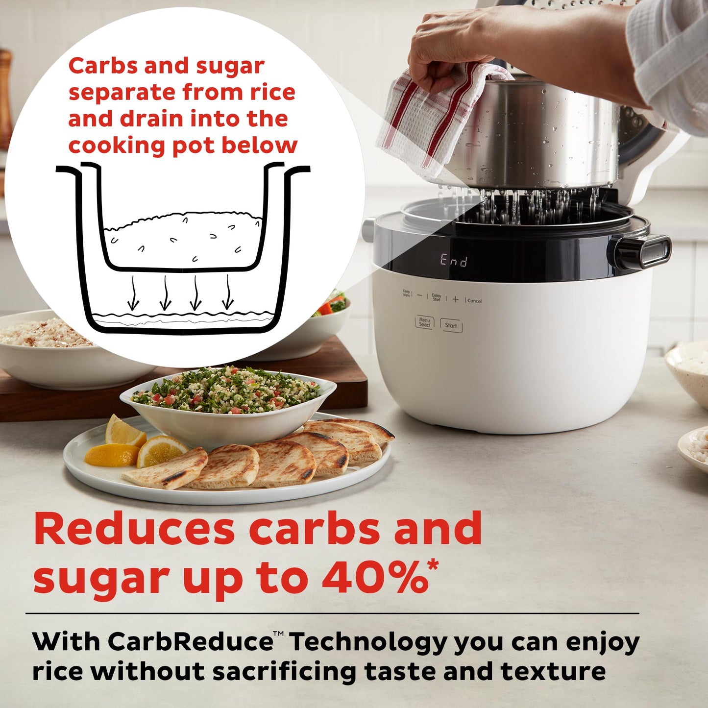Olla de Arroz y Grano Instantánea de 20 Tazas con Tecnología de Reducción de Carbohidratos y 8 Ajustes