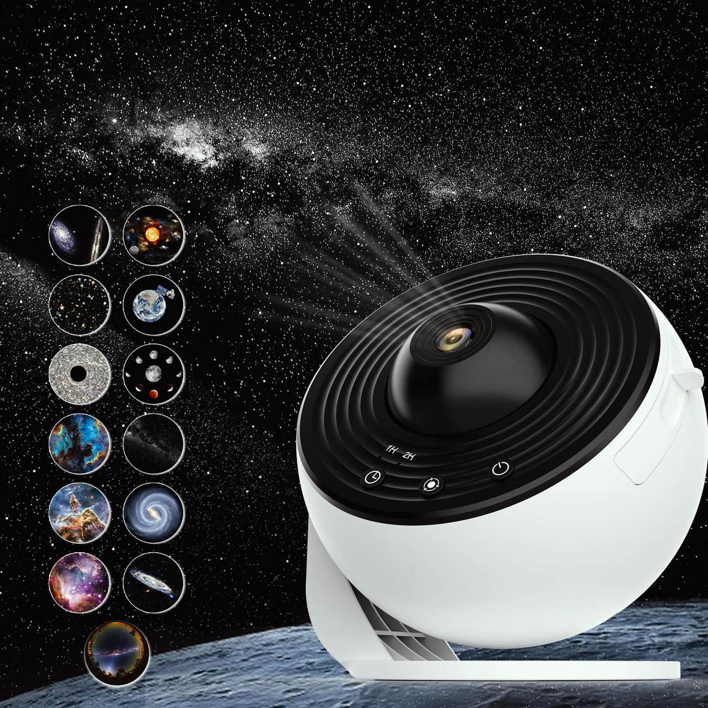 Proyector de planetario para recámara, proyector de estrella 13 en 1, luz de galaxia, luz nocturna de techo, iluminación de humor de la vía láctea con rotación de 360° con temporizador, lámpara LED de