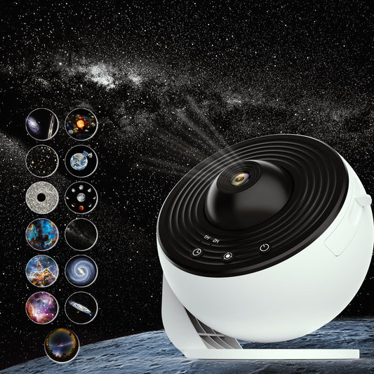 Proyector de Planetario LED de Galaxia Estrella 13 en 1 con Rotación 360° y Temporizador para Recámara