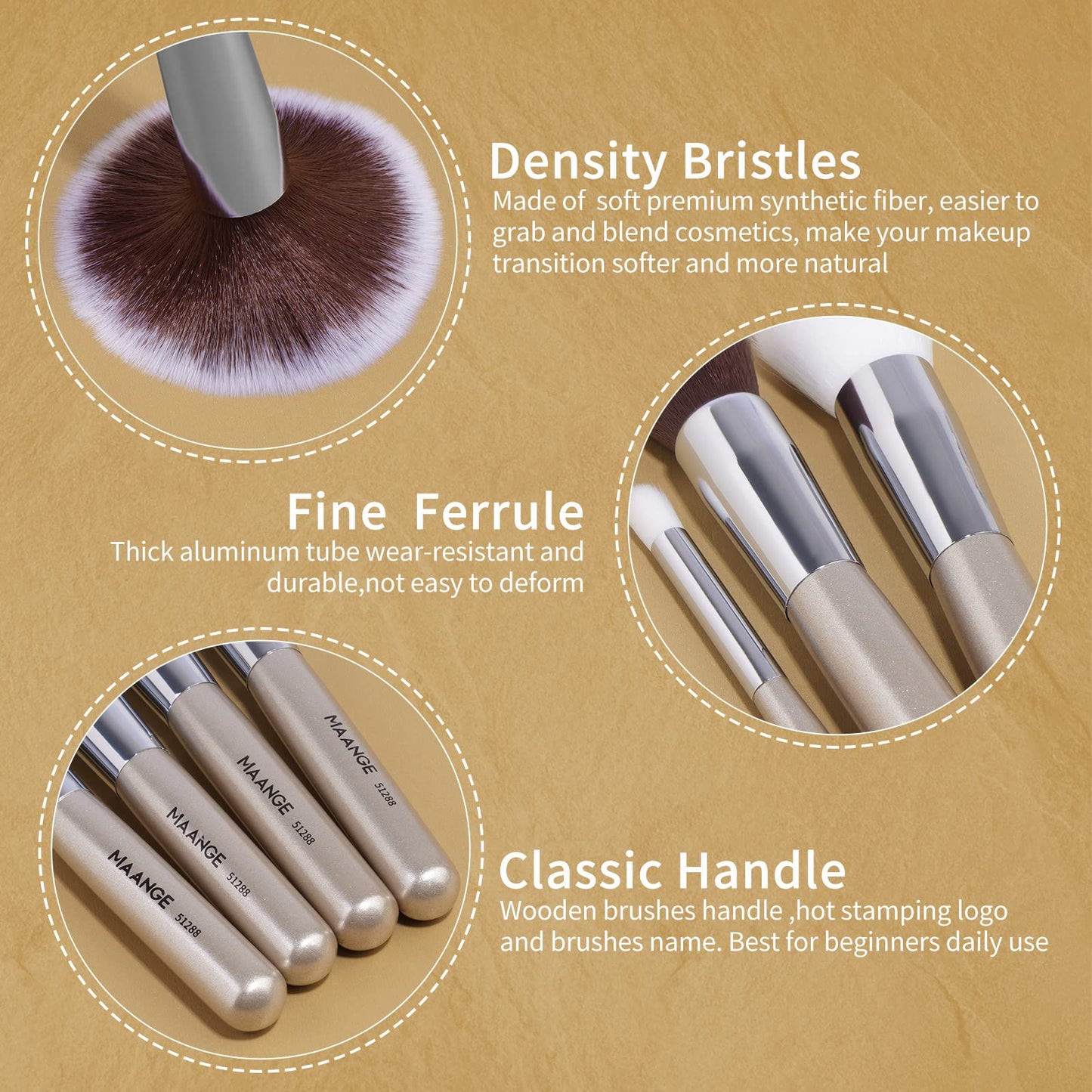 Brochas de Maquillaje Profesional 30 Piezas kit Alta Calidad Sintético Brochas Maquillaje Sombras de Brochas para Ojos en Polvo para Base de Maquillaje -Champagne Gold