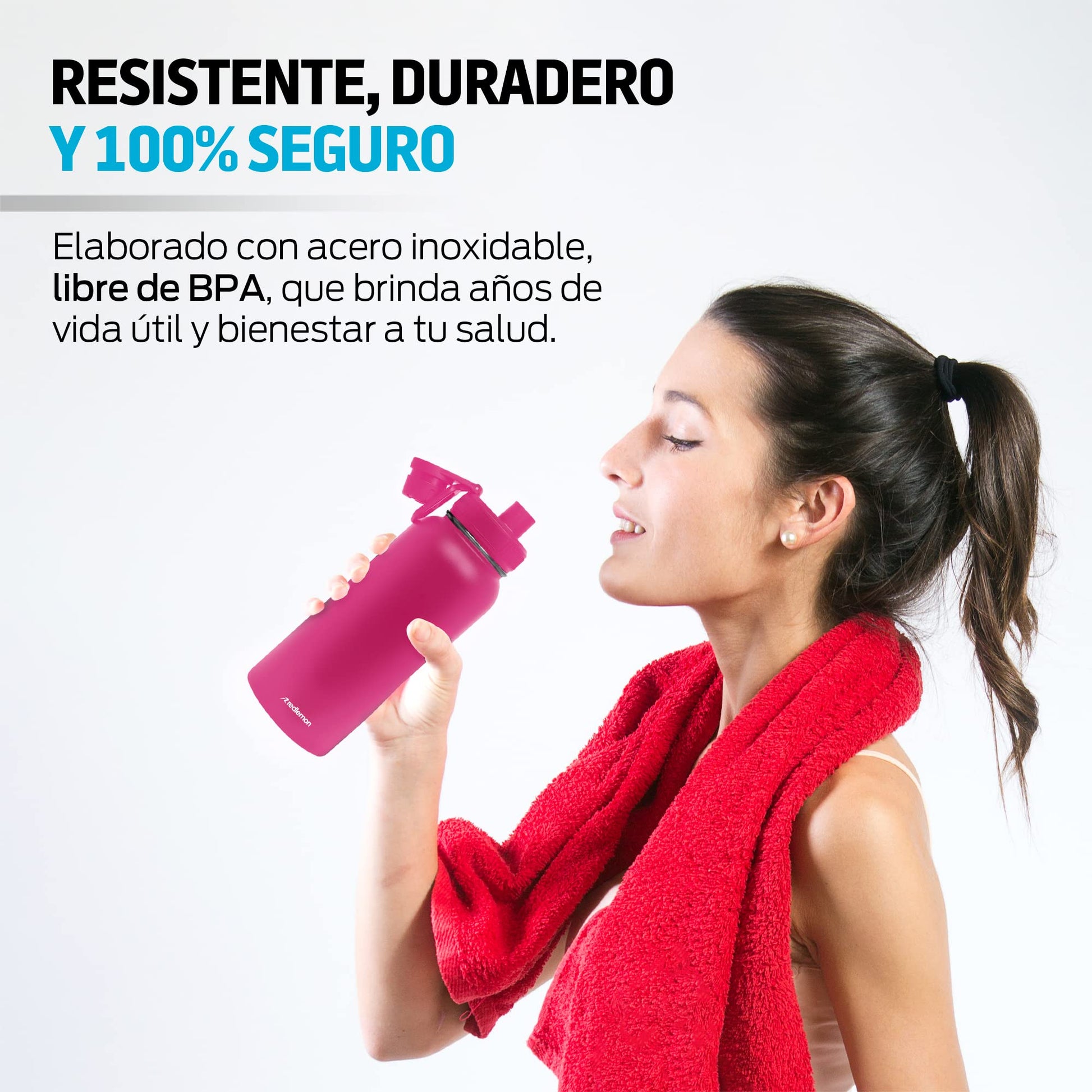Termo Acero Inoxidable Redlemon Negro Doble Aislamiento Térmico 940 ml Ecológico y Resistente