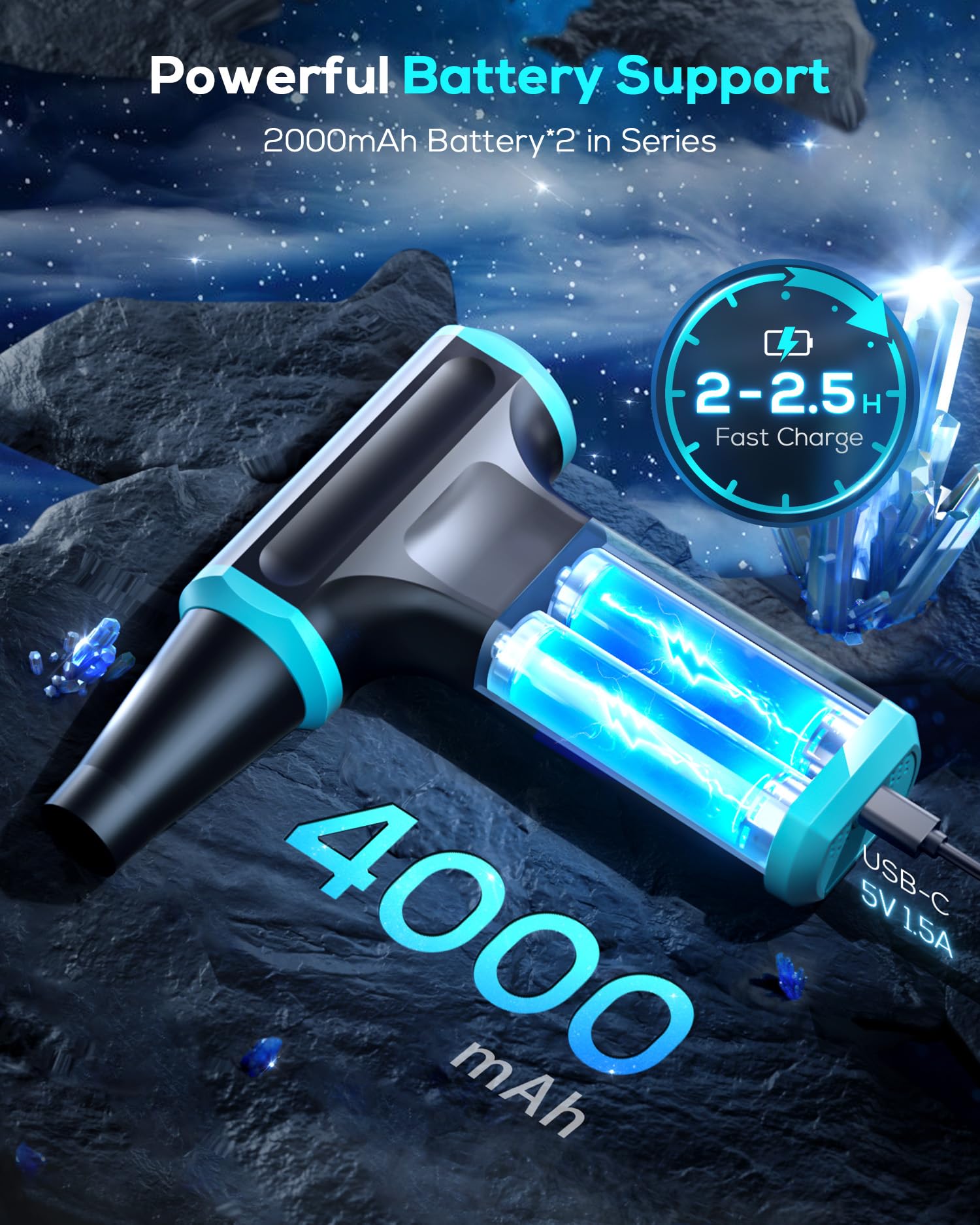 AKSILM - Limpiador eléctrico de aire comprimido ajustable sin escalón de 110.000 RPM para teclado, limpieza de PC, soplador de aire comprimido inalámbrico recargable, reemplaza latas de aire