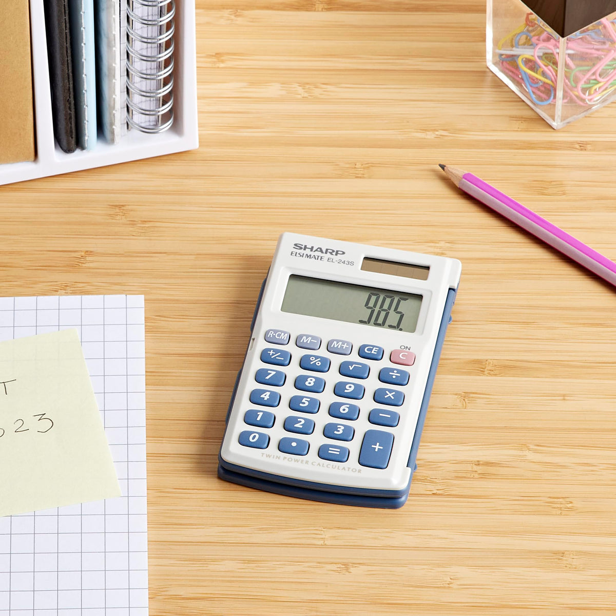 Calculadora de Bolsillo Sharp Plata EL-243S Basic Calculator
