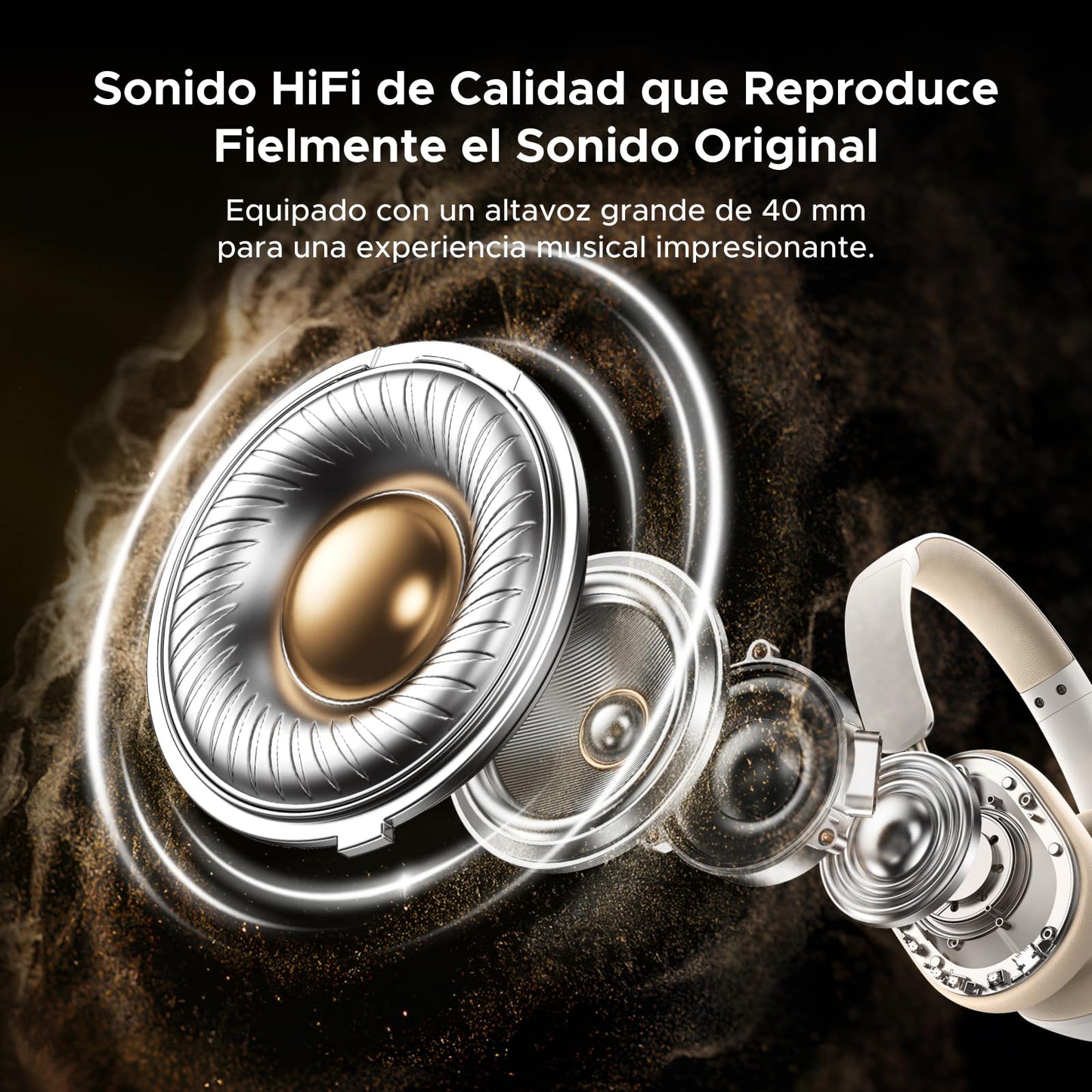 Audífonos Inalámbricos UGREEN Negro ANC 75H Batería Larga Cancelación Activa de Ruido Bluetooth para Gaming