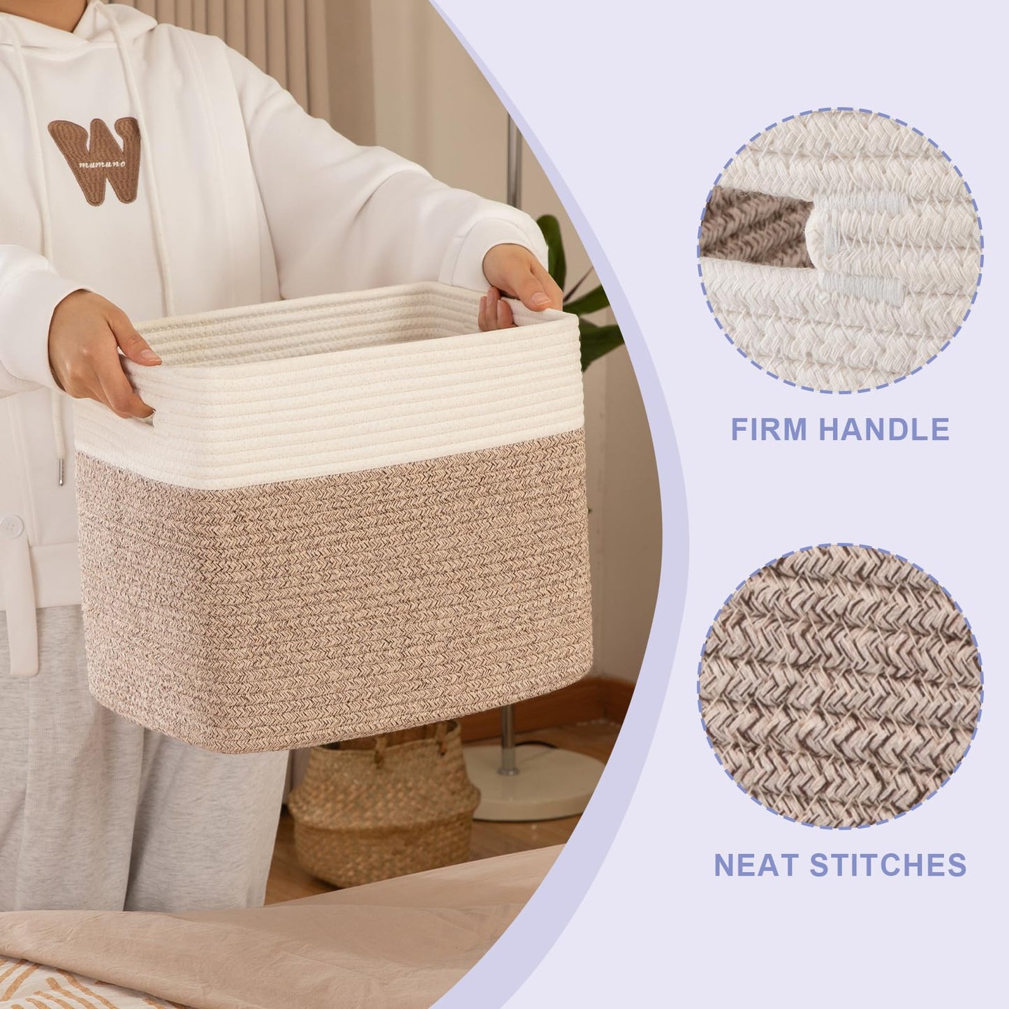OIAHOMY - Cestas de almacenamiento para estante, cesta de almacenamiento de juguetes, contenedores de almacenamiento plegables, cesta de manta para sala de estar, almacenamiento de clóset para