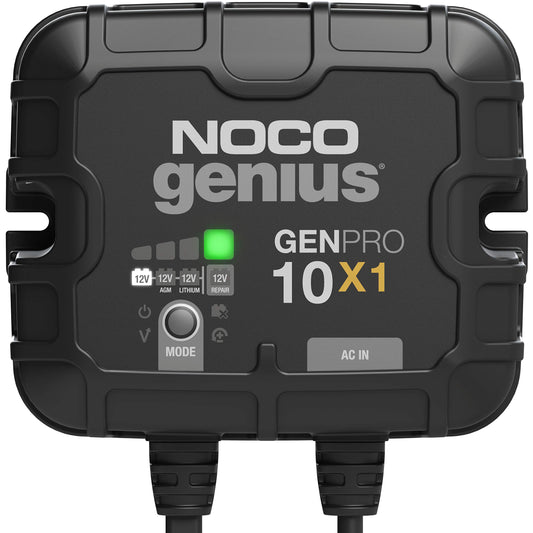 NOCO Genius GENPRO10X1, 1-Bank, 10-Amp (10-Amp per Bank) Fully-Automatic Smart Marine Charger, 12V Onboard Battery Charger, Battery Maintainer and Battery Desulfator with Temperature Compensation