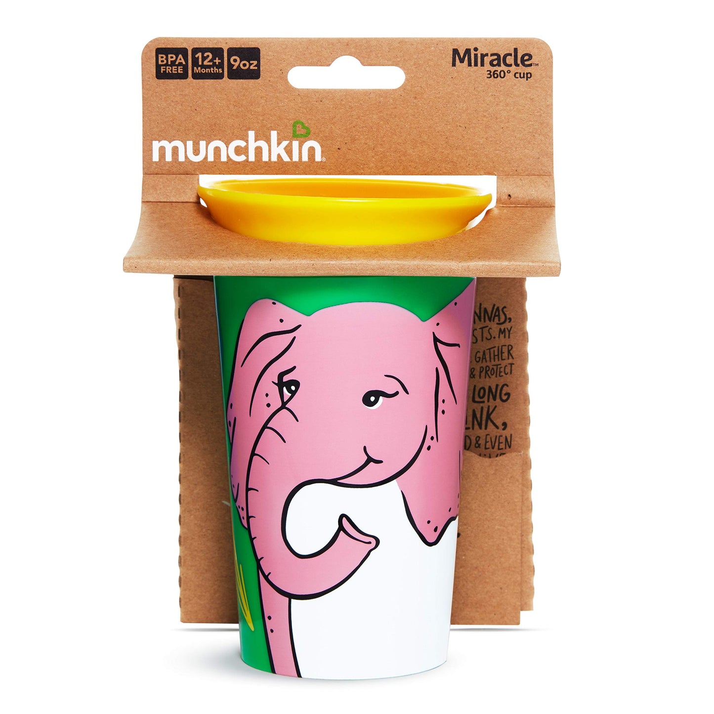 Munchkin Miracle 360 Wildlove - Taza de desayuno, 8 onzas, diseño de elefante