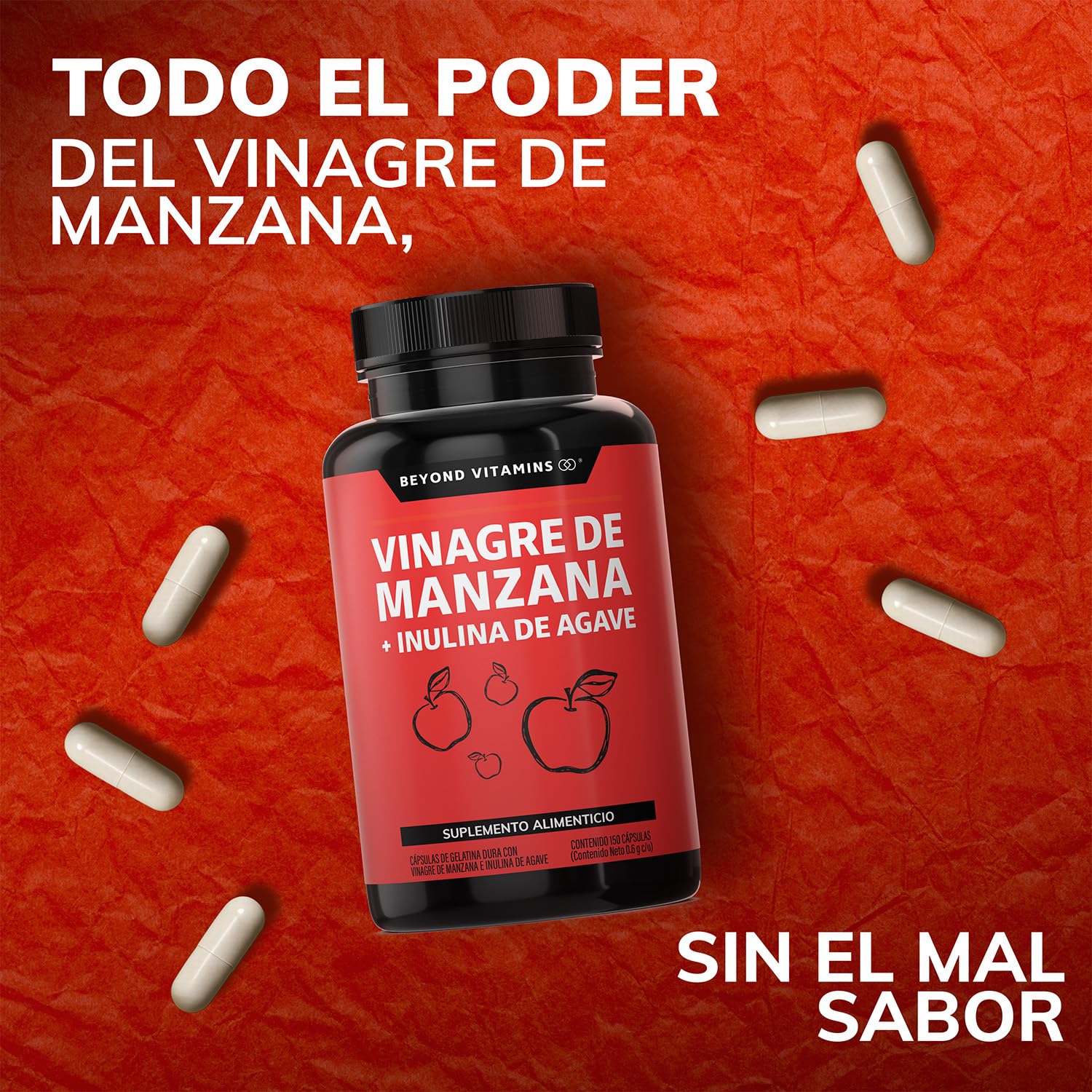 Vinagre de Manzana Daily Life con Inulina de Agave Cápsulas 150 Gummy Free y sin Azúcar