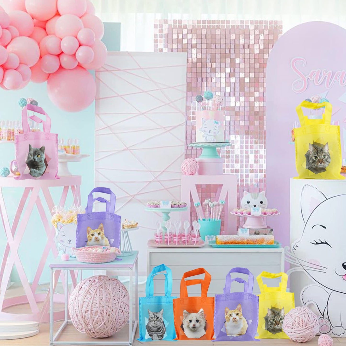 Bolsas de Regalo de Fiesta de Gato para Gatos Temática de Cumpleaños de Mascotas