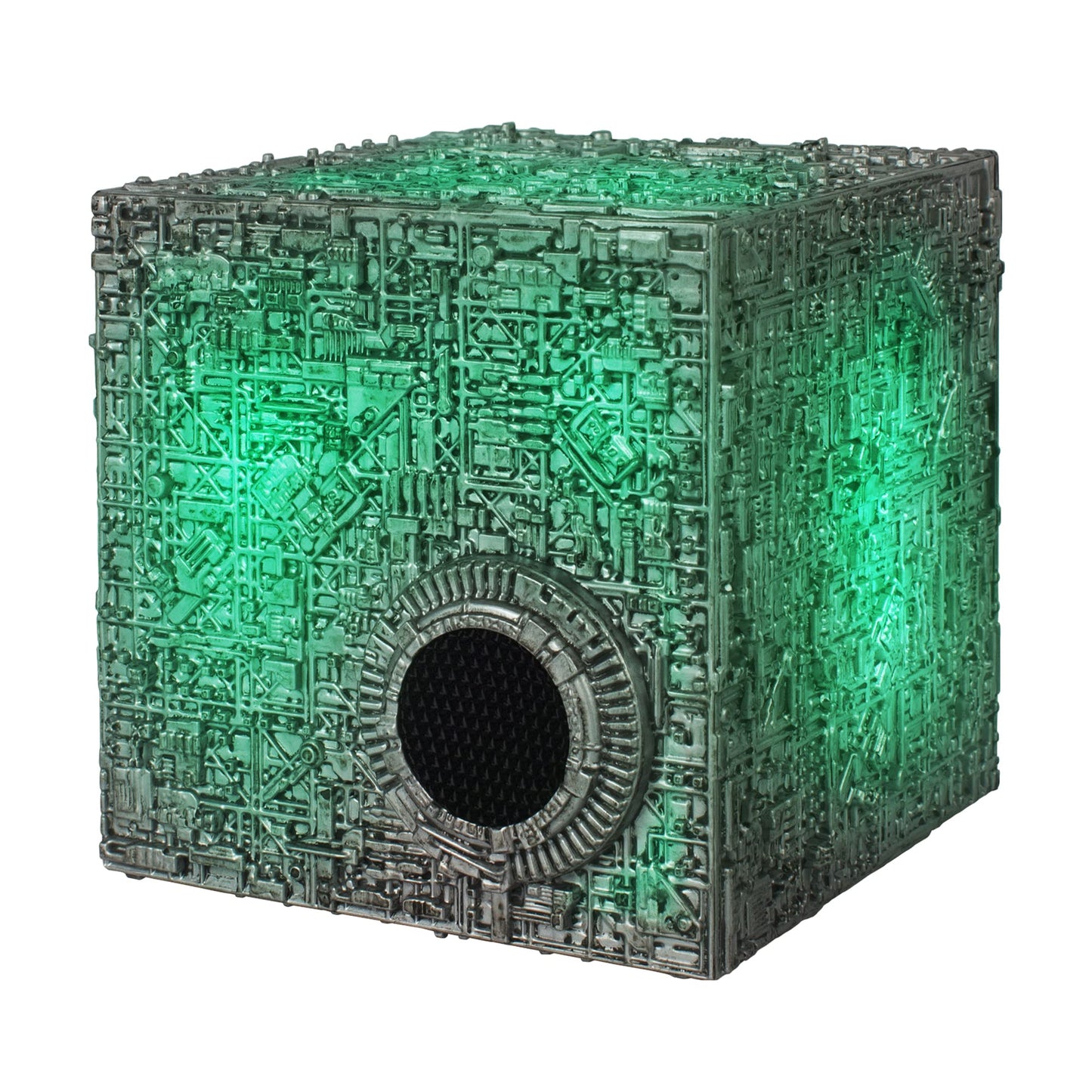 Star Trek Borg Cube - Altavoz Bluetooth con iluminación verde, efectos de sonido y citas Borg - Memorabilia, regalos, Gadgets, coleccionables para fans de Star Trek