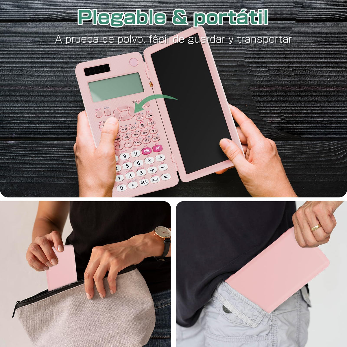 Calculadora Científica Recargable ROATEE 991ES Negra con Visualización en 4 Líneas y Tablet de Escritura LCD para Estudiantes