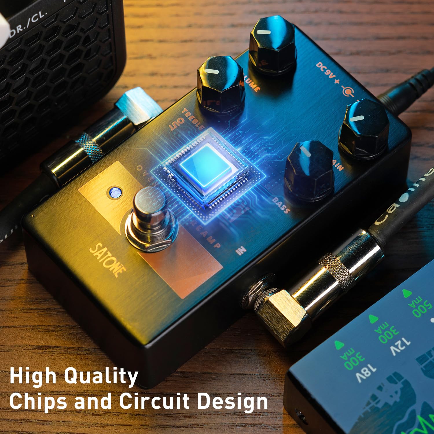 Pedal de Efecto Overdrive Satone S805 Mandarin Clásico con 4 Controles y True Bypass