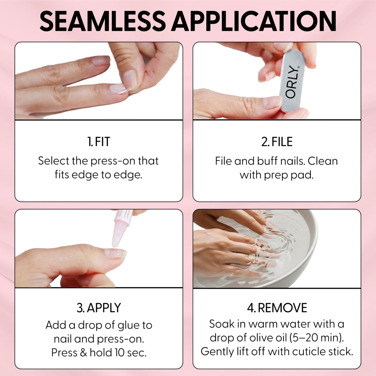 ORLY Press On Nails | Almond, Square, French Tip, Short, Long Designs (Kiss the Bride (Short Soft Square))