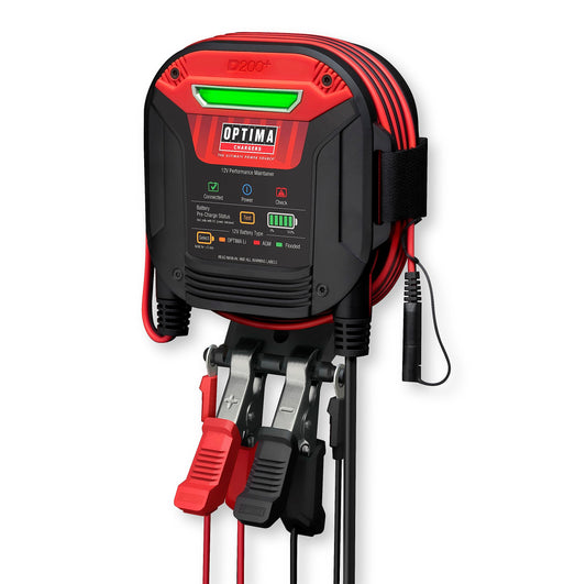 OPTIMA D200+ Mantenedor y Cargador de batería de Litio para baterías de Arranque de 12 voltios, Incluyendo Litio, AGM, de electrolito líquido y Deportes de Motor
