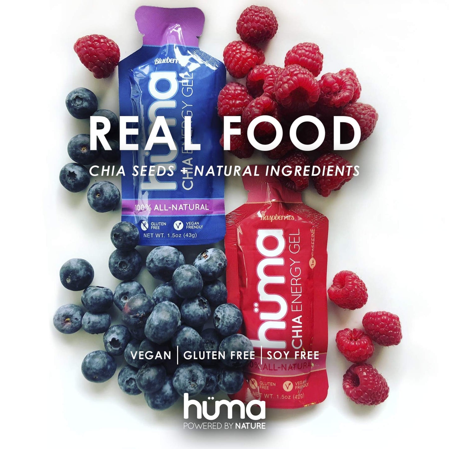 Hüma Chia Energy Gel 43 g 12 pzs - Energía natural - Ingredientes naturales - Chía nutritiva - Hecho en USA