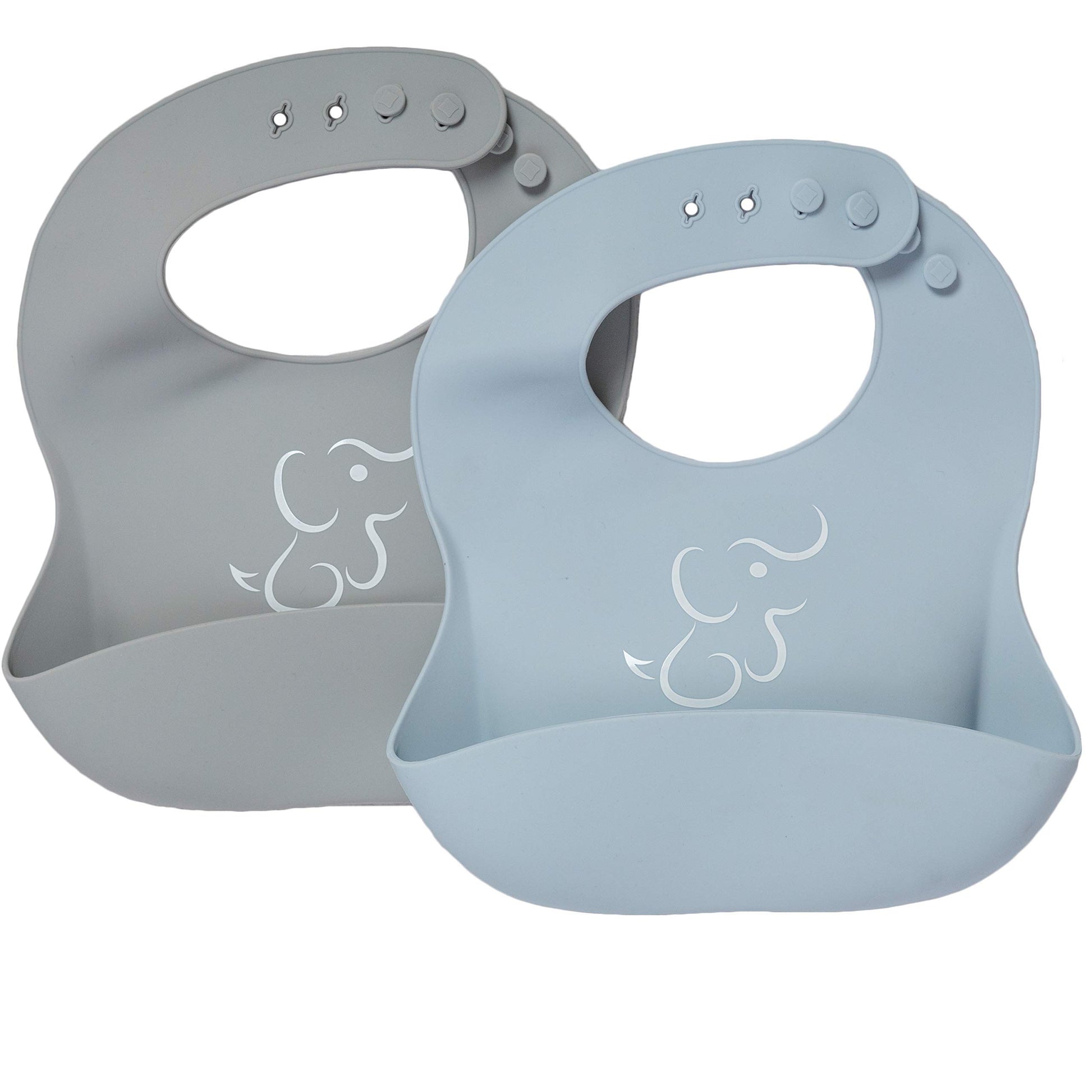 Baberos de Silicón PAPU BABY Gris Azul Impermeables para Bebé