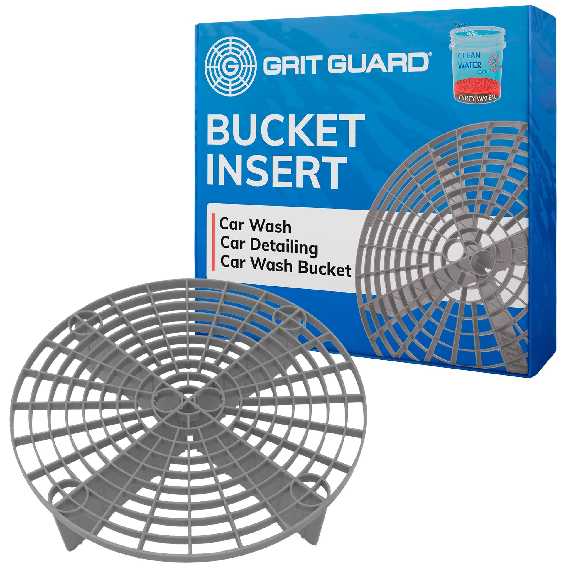 Grit Guard The Original Silver Bucket Insert – cubeta de lavado de coche de 10 pulgadas de diámetro para lavado de coches, detalles compatibles con cubos de 3.5, 4, 5 y 6 galones
