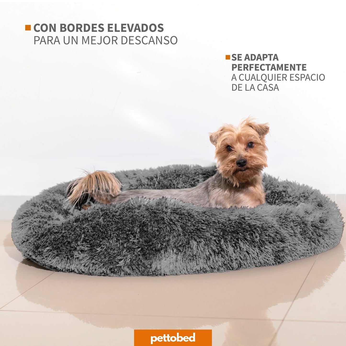 Cama para Mascotas PET TO BED Light Grey Redonda Esponjosa y Cómoda Antiestrés Tamaño Pequeño