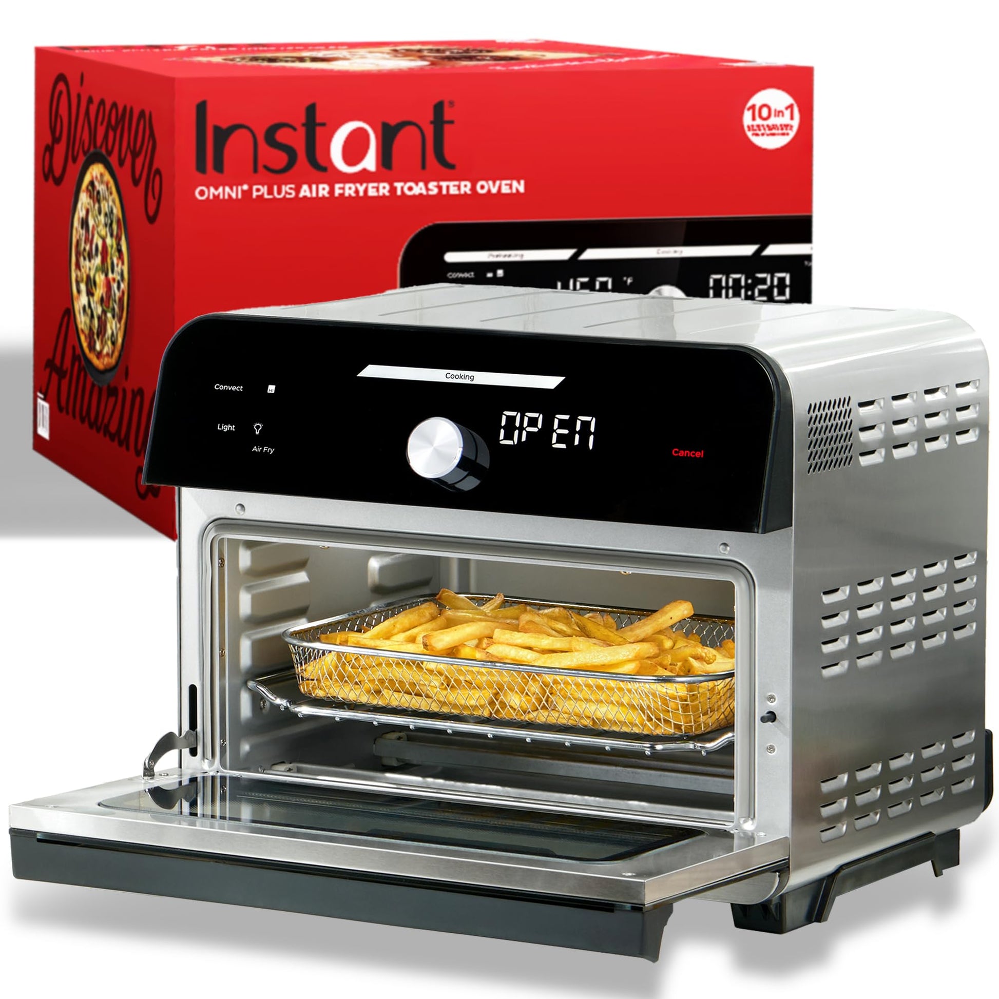 Instant Pot Omni Plus 19QT/18L - Freidora de aire para horno tostador, funciones 10 en 1, se adapta a pizza de 12 pulgadas, crujiente, asado, tostado, caliente, convección, más de 100 recetas en la