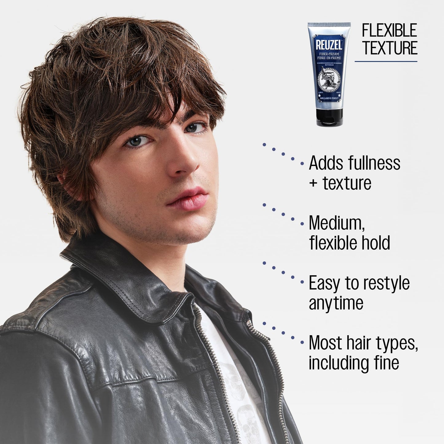Reuzel Fiber Cream, Provides a Low Shine Finish, 100 ml