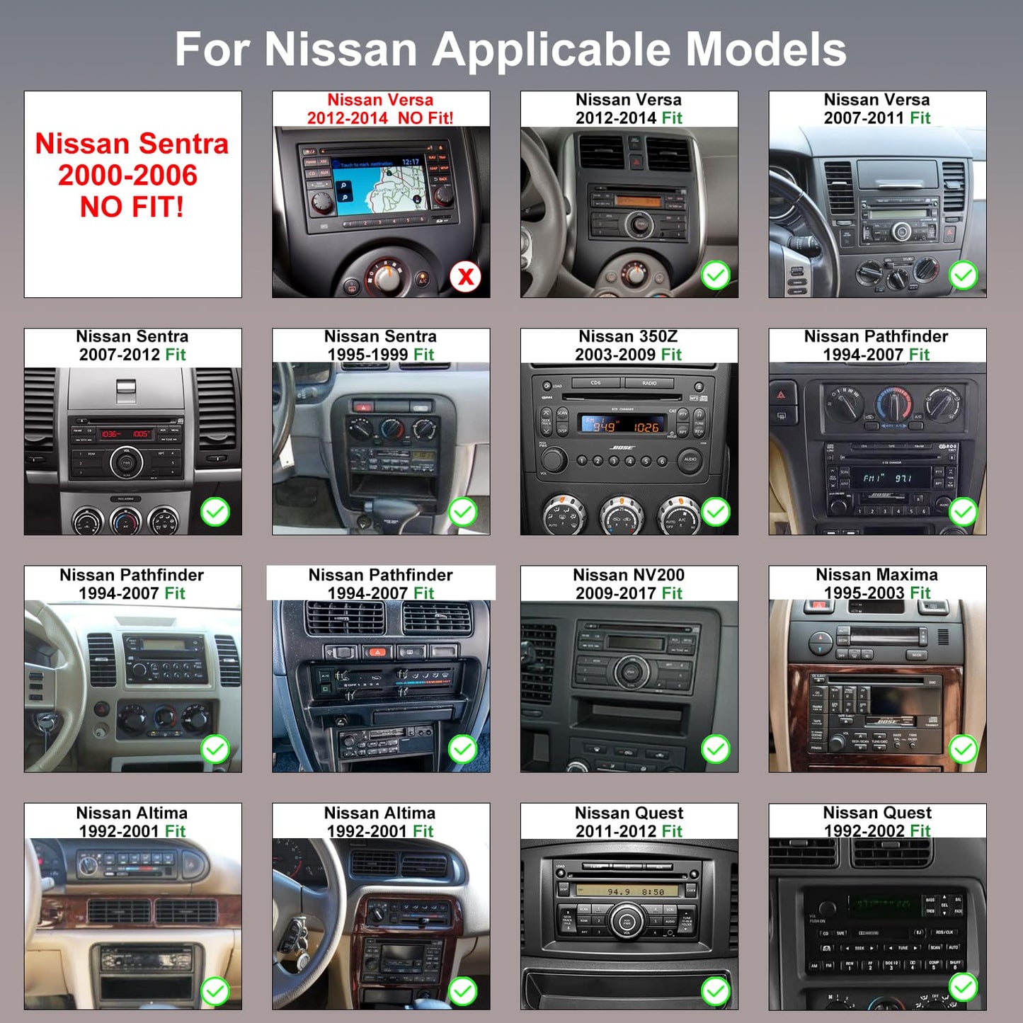 Radio de Coche para Nissan Sentra 2007-2012, 350Z 2003-2009, Versa 2007-2014, Pathfinder 1994-2007, NV200 2009-2017, Estéreo Pantalla Táctil de 7 Pulgada con Carplay Android Auto GPS FM BT WiFi Cámara